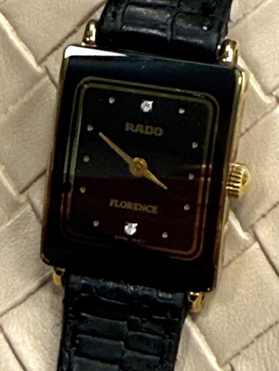 Rado Accessories - Vintage Rado Florence Ladies Tank Watch Diamond Markers Black Dial Gold Swiss